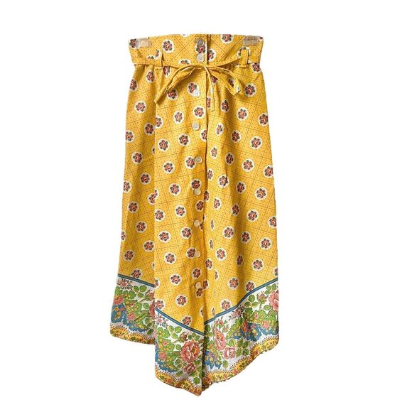 Vtg 1970's Women's Floral Tapestry Bandana Boho Patterned Midi Skirt Size XS - Picture 1 of 5